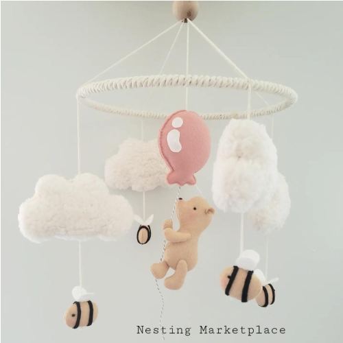 Nursery mobile- baby mobile - crib mobile - Bear nursery decor-winnie the Pooh inspired baby mobile - pooh baby mobile - Pooh nursery decor