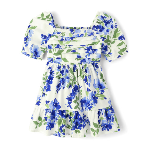 The Children's Place Baby Toddler Girls Short Sleeve Pleated Dress, Sizes 6M-5T