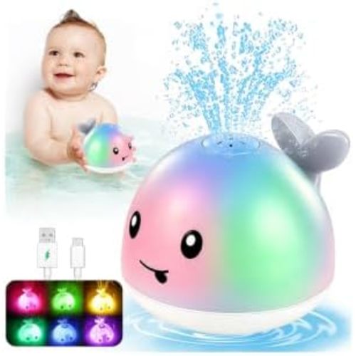 Toddla Whale Bath Toy Sprinkler - 1 2 3 Year Boys Girls Gifts | Christmas Stocking Stuffers for Toddlers | Light Up Bath Toys for Kids Ages 1-3 | Toddler Bathtub Pool Water Table Toys 6-12-18 Months