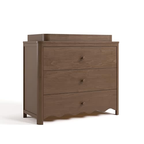 Storkcraft Casablanca 3 Drawer Chest & Removable Changing Topper, Hazelnut | GREENGUARD Gold Certified Wood Dresser for Nursery & Kids Bedroom, Safety Interlocking Drawer System, Removable Topper