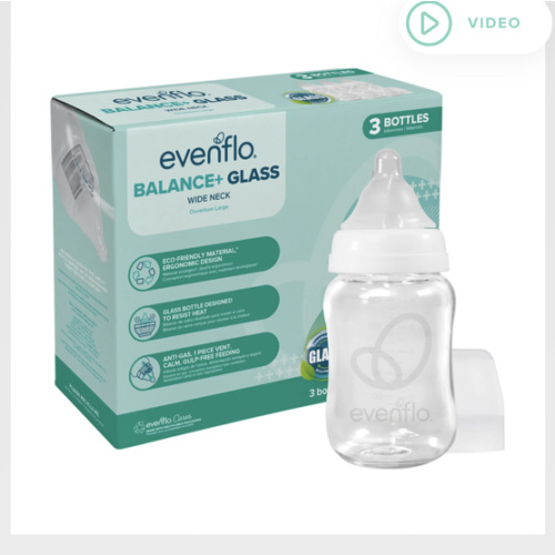 Evenflo 🍼 Balance + Bottles for Breastfed Babies –Balance + Glass, Wide Neck Baby Bottles