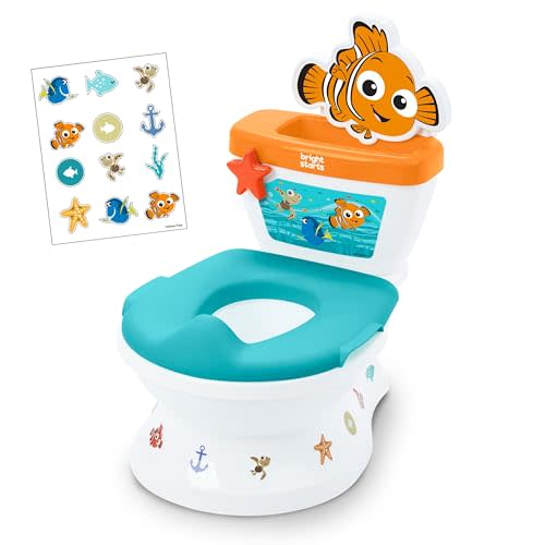 Bright Starts Disney Junior Finding Nemo My Size Potty Training Toilet, Toddler Potty Chair with Flushing & Cheering Sounds, Removable Seat with Splash Guard & Handles, Ages 18+ Months, Up to 50 lbs