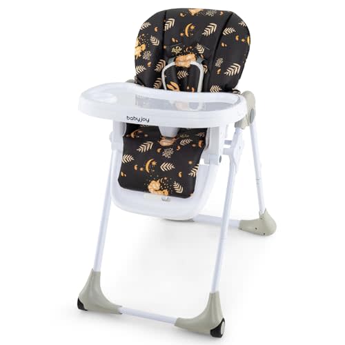 BABY JOY Convertible High Chair for Babies & Toddlers, Height Adjustable, Grow & Go High Chair w/Recline & Footrest, Removable Double Tray, Portable Baby Dinning Chair with Wheels (Forest Black)