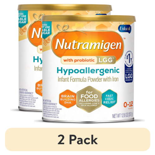 (2 pack) Nutramigen with Probiotic LGG Hypoallergenic Powder Baby Formula, 12.6 oz Can