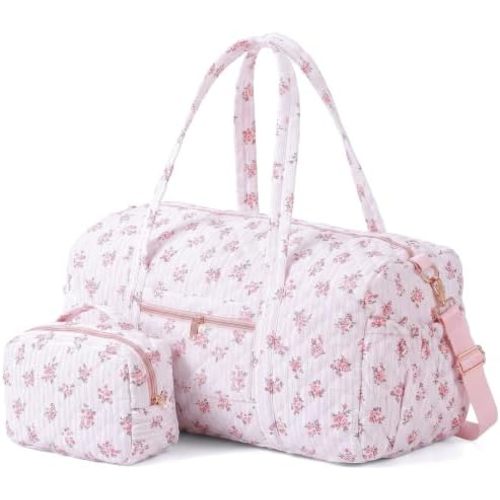 Dansydaisy Quilted Weekender Bag - Pink Floral