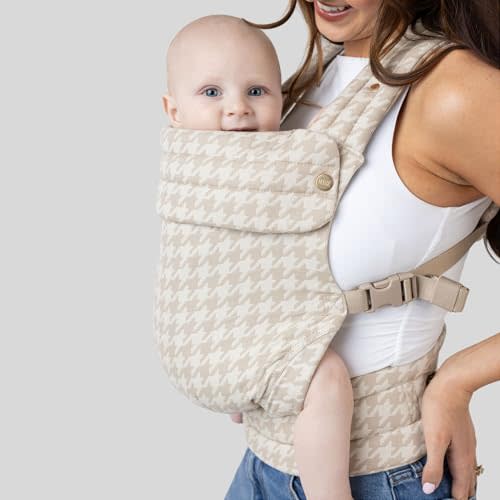 Mabē Monarch Ergonomic Baby Carrier – Premium Cotton Soft Structured Newborn to Toddler Carrier with Hip-Healthy Design, 3 Carry Positions (7-35lbs), Lightweight & Breathable, (Houndstooth)