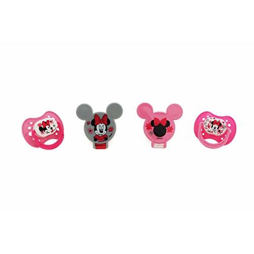Cudlie Disney Baby Girl Minnie Mouse Pack of 2 Pacifier with 2 Clips, Florals
