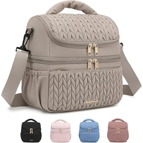 Breastmilk Cooler Bag - Large Capacity 12L & 10-Hour Insulated Bottle Cooler Bag with Detachable Divider for Tall Baby Bottles | Dual Deck Lunch Box for Women | Breast Pump Bags for Work