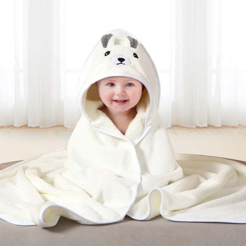 Liyufly Baby Bath Towel, Absorbent Large Hooded Towel for Kids, Newborn, Babie, Toddler, Infant, White Bear, 31.5 x 31.5 inch