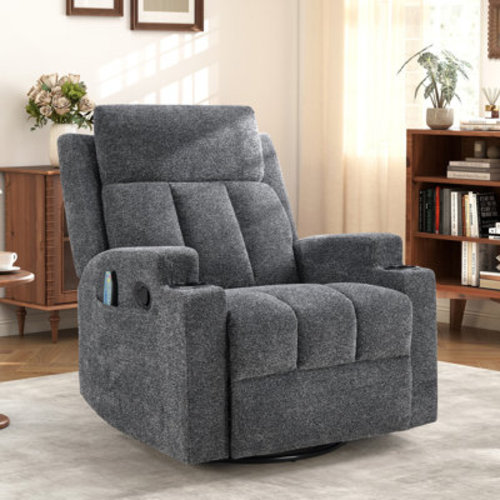 Red Barrel Studio® 33" Wide Massage Swivel Glider Recliner with Heat Function & Cup Holders & Reviews | Wayfair