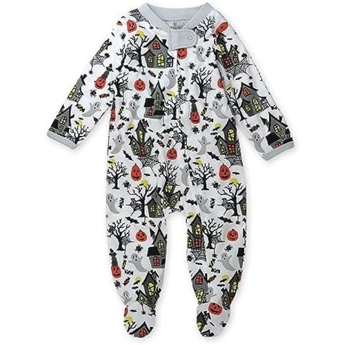 HonestBaby Baby Holiday Sleep and Play Footed Holiday Pajamas One-piece Sleeper Zip-front Organic Cotton Pjs