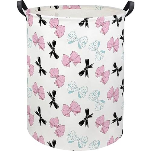 HIYAGON Butterfly Baby Laundry Basket Baby Hamper for Nursery Girl Kids Butterfly Hamper Cute Kids Toys Storage Bin Organizer Butterfly Room Decor for Home(Bowknot)
