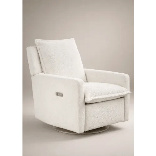 High Performance Bouclé Oyster | Flynn | Swivel Nursery Recliner | Oilo™ Studio