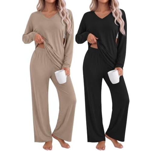 Locoowai 2 Pack Maternity Nursing Lounge Sets 2 Piece Outfits