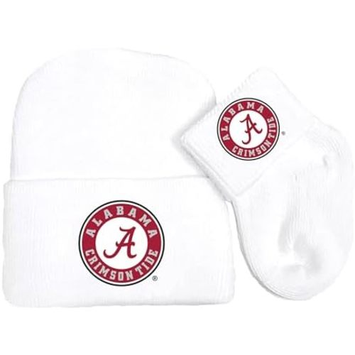 Alabama Crimson Tide Newborn 0-3 Months Baby Knit Cap and Socks Set