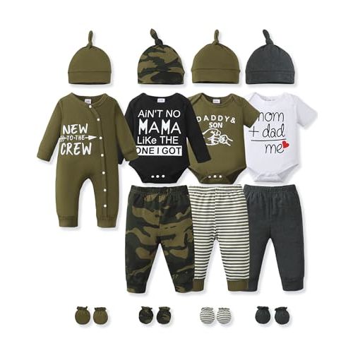 NZRVAWS Preemie Newborn Baby Boy Clothes Infant Clothing Romper Pant Outfits Set Layette Essentials 19 Pieces 0 3 6 12 Months