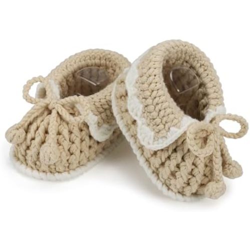 Baby Booties Newborn Hand Crochet Knit Cotton Bootie Soft Cozy Warm Socks Shoes for Infant Boys Girls