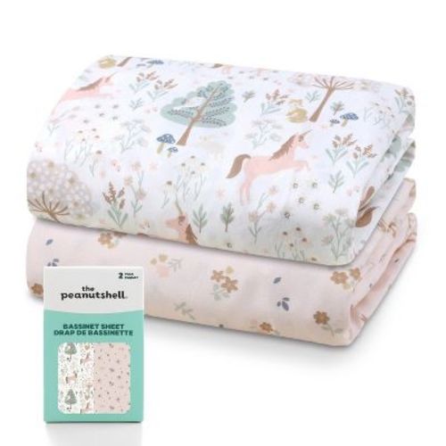 The Peanutshell Baby Bassinet Sheets, Microfiber Sheets, 33" x 19.5", 2 Pack