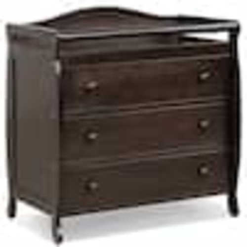 Costway Brown 3 Drawer Baby Changing Table Infant Diaper Changing Station w/Safety Belt BBZ162WF
