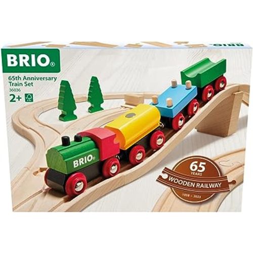 BRIO Classic - 65th Anniversary Wooden Train Set | 32 Piece Railway Toy for Kids | Age 2 Years and Up | FSC-Certified | Compatible World