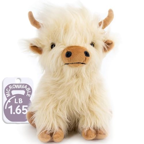 MARYSUN Microwavable Highland Cow Stuffed Animal - Weighted Stuffed Animal Plush, Heating Pad, Cozy Gift for Girls|Women|Kids|Elderly People