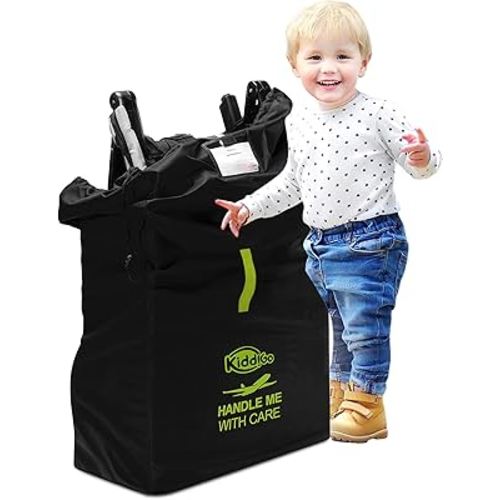 Travel Stroller Bag for Airplane, Black and Green, 47" H x 24" W x 15" D, Fits Most Large, Single, Double, Jogging Strollers,Waterproof, Heavy-Duty Protection, Easy-to-Carry Design