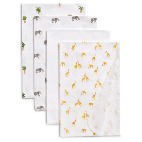 Delta Children 100% Cotton Flannel Baby Receiving Blankets - 4pk - Safari Friends