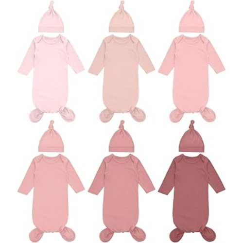 Newborn Baby Knotted Gowns Set Long Sleeve