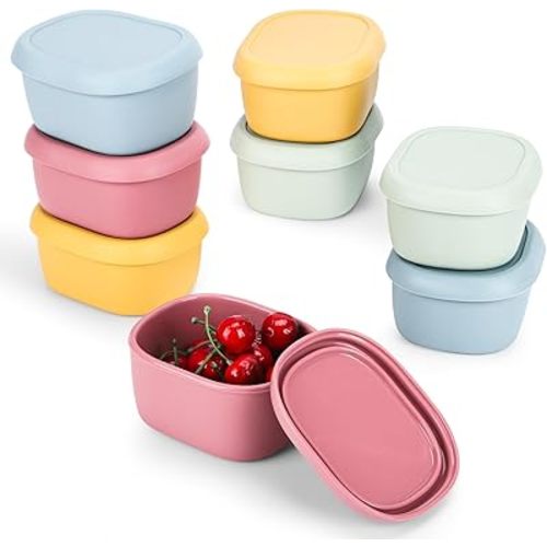 8 pcs 10 oz Silicone Snack Containers for Kids Small Food Containers with Lids, Fruit Container for Lunch, Stackable Lunch Container for Kids, Daycare, School and Travel