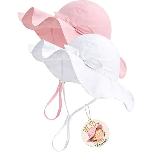 FURTALK Baby Sun Hat Toddler Beach Hats with UPF 50+ Sun Protection Wide Brim Girls Bucket Hat