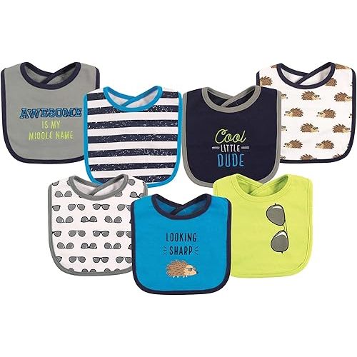 Hudson Baby Unisex Baby Cotton Bibs, Hedgehog, One Size