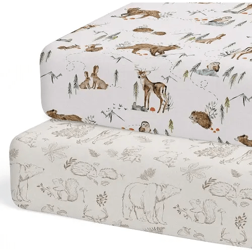 2-Pack Crib Sheet for Standard Crib & Toddler Mattress (Magic Forest) - Premium Fitted Baby Crib Sheets - Buttery Soft Cotton Blend - Crib Mattress Sheets Fitted - Baby Bed Sheets