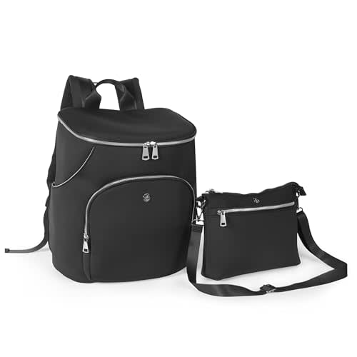 Diaper Bag Backpack 2 Pack - Waterproof - 11 Pockets & Insulated Bottle Pocket - Extra Mini-Pouch Included - Diaper Bag Neoprene Exterior - Black