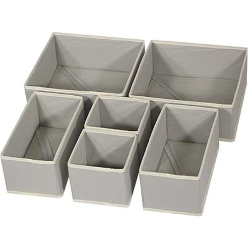 DIOMMELL Foldable Cloth Storage Box Closet Dresser Drawer Organizer Fabric Baskets Bins Containers Divider with Drawers for Clothes, Underwear, Bras, Socks, Lingerie, Clothing, Set of 6