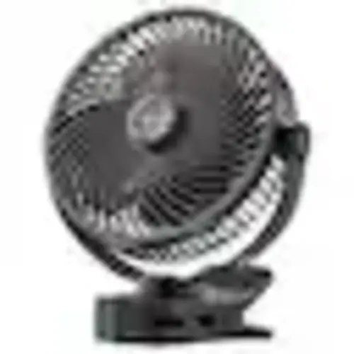 VEVOR - Portable Clip Fan, Rechargeable Clip On Fan, USB Port with 3 Speeds & Circulation Mode, Strong Airflow Sturdy Clamp - Black