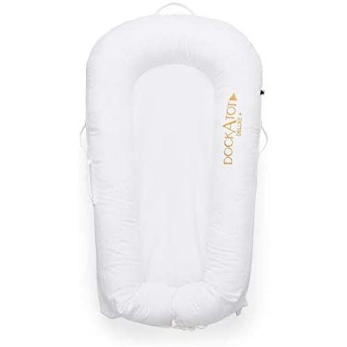 DockATot Deluxe+ Dock - The All in One Portable & Lightweight Baby Lounger - Suitable from 0-8 Months (Pristine White)