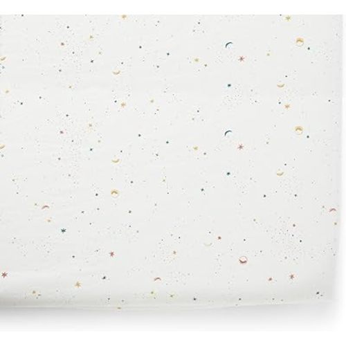 Pehr Crib Sheet, Celestial | Breathable Brushed Organic Cotton for Soft Sleep | Fits Standard Crib Mattresses up to 52”L x 28”W x 8”H
