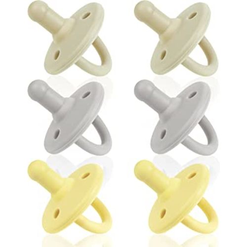 Sweet Child Pacifiers 0-18 Months, Set of 6 Ultra-Light Silicone Binkies with Collapsible Handle & 3 Air Holes for Added Safety, Best Newborn Pacifiers for Baby Boys Or Girls