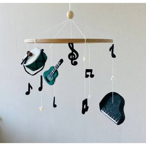 Minimalism mobile with musical instruments, baby girl mobile for nursery, mobile with guitar, Crib mobile, ceiling mobile boy, newborn gift.