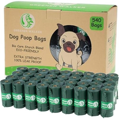 GREENER WALKER Poop Bags for Dog Waste-540 Bags,Extra Thick Strong 100% Leak Proof Dog waste Bags (Deep Green)
