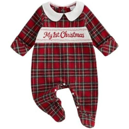Amnnchya Baby Boy Girl Christmas Outfit Newborn Long Sleeve Footies Romper