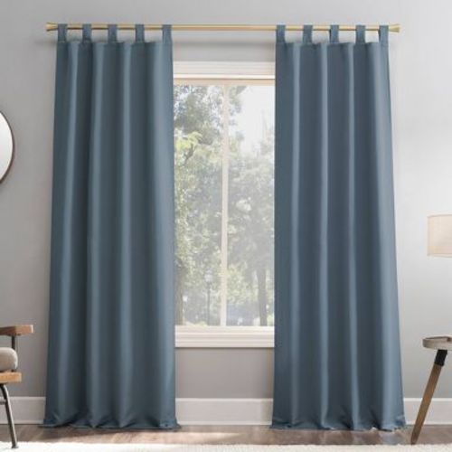 40"x84" Sun Zero Blackout Kenneth Energy Saving Tab Top Curtain Panel Denim Blue