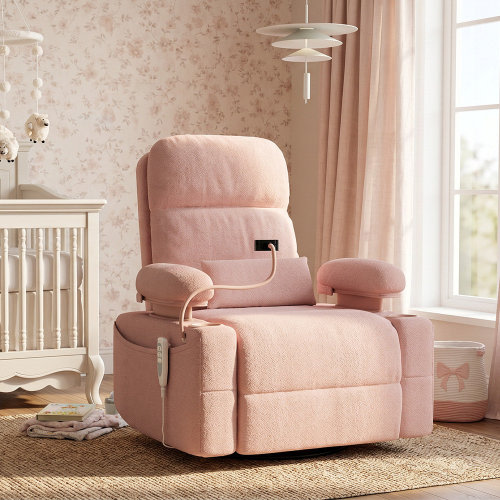 MAMAZING Electric Power Adjustable Armrests Swivel Rocking Chair Reclining Glider With Usb Charge And Phone Holder & Reviews | Wayfair