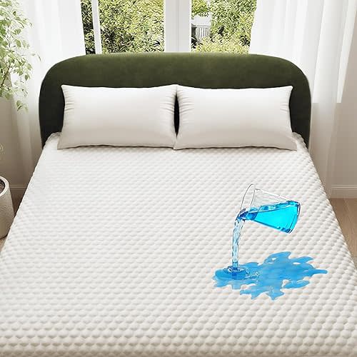 OhGeni 100% Waterproof Mattress Protector, King Size Mattress Pad, Fits 6"-20" Mattresses with Deep Pocket, Cooling, Breathable Fitted Sheets, Soft Bed Cover, Noiseless, Machine Washable