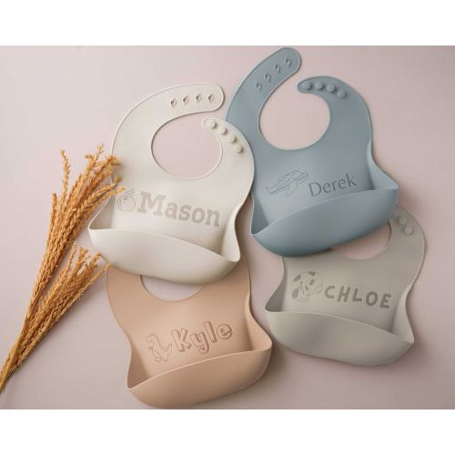 Engraved Silicone Baby Bib | Baby Boy First Birthday Gift | Personalized Bib for Newborn | Toddler Christmas Gift | New Mom Gift