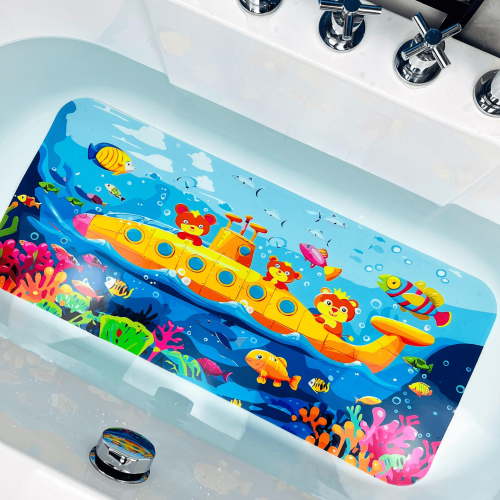 Non Slip Bathtub Mat for Kids – Durable Bath Mat for Tub, Toddler Bath Safety Tub Mat, Comfortable Bath Mats for Bathtub, Easy Clean Bathroom Shower Mats (Submarine)