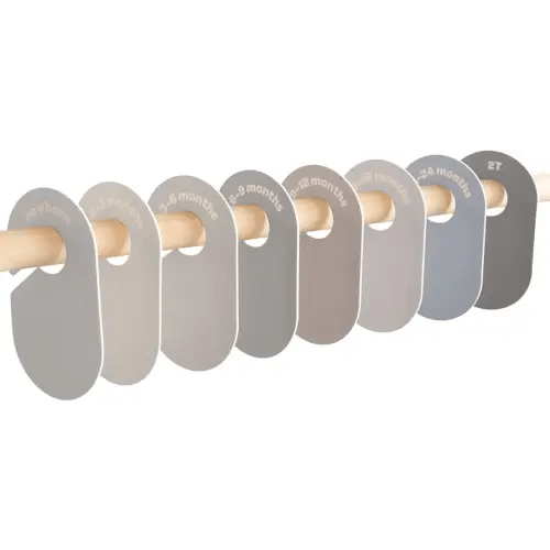 3 Sprouts Baby Closet Dividers Set of 8 - Baby Clothes Organizer & Wardrobe Hanger - Nursery Infant Closet Organizer for Baby Clothing by Size or Age from Newborn to Toddler Boy & Girl - Beige & Grey