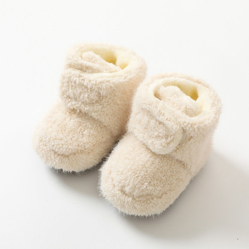 Fleece Baby Booties, Warm Cozy Baby Slippers, Easy to Put on, Christmas Baby Gifts, Soft Newborn Booties Non-Slip Adjustable Baby Shoes 0-24 Months