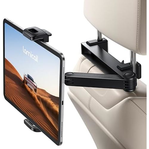 Lamicall Car Headrest Tablet Holder - [Lockable] [3 in 1 Extension Arm] Upgrade Tablet Mount for Car Backseat, Gifts Road Trip Essentials for Kids, for iPad Pro, Air, Mini, Fire HD, 4.7-13" Tablets