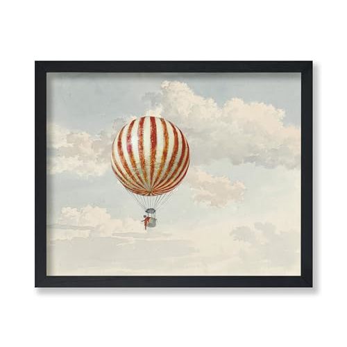 Monem Art Vintage The Balloon Print - Retro Hot Air Balloon Poster - Aircraft Painting Art - Watercolor Wall Design - Great Kid's Room, Playroom or Nursery Decor - 8x10 UNFRAMED Wall Art
